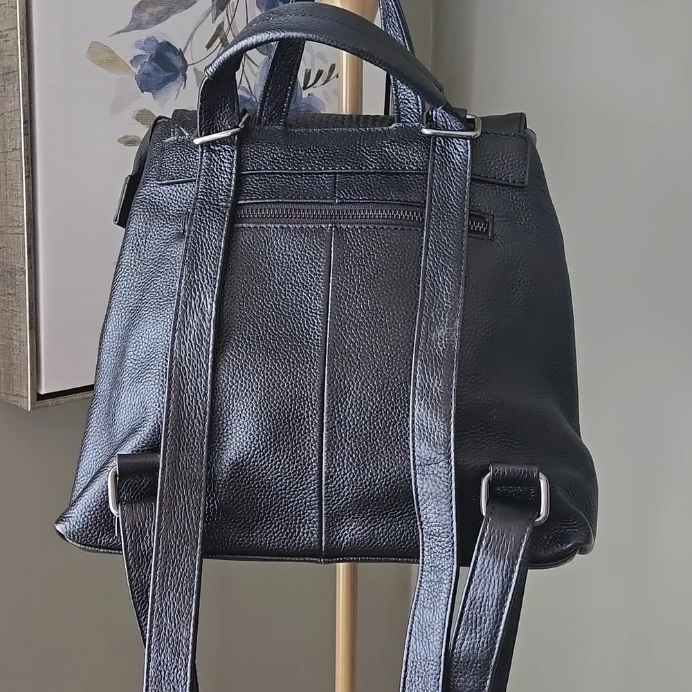 Black Woven Leather Cannci Backpack Bag